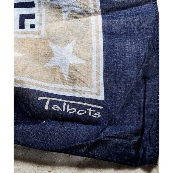 TALBOTS Vintage Lightweight Navy Blue Polka Dot Stripes & Stars Square Scarf 30" - Picture 6 of 6
